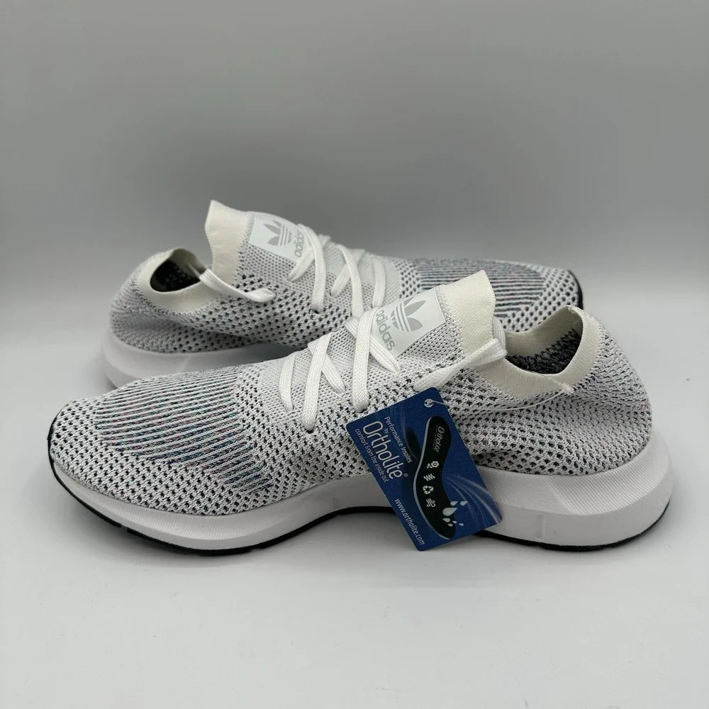 Adidas Swift Run PK Shoes Mens 10 White/Grey One/Core Black Knit Sneakers CG4126